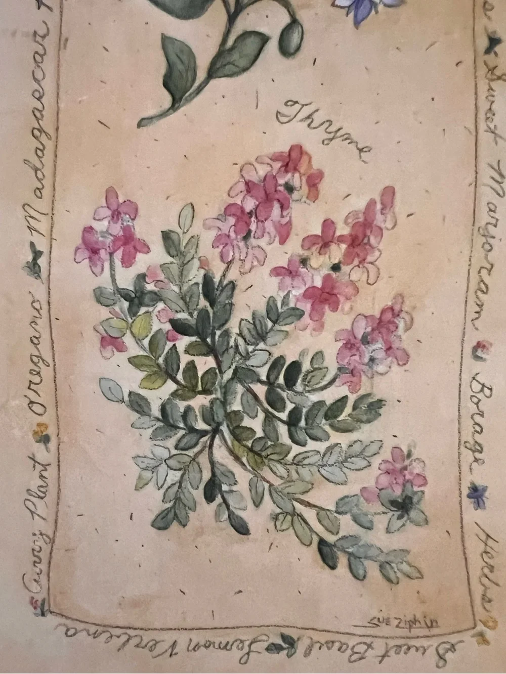 Vintage 90’s Floral Botanical Wall Panel in Green Frame